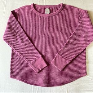 🌷💜 GAP Boxy Top chunky waffle knit sweatshirt - Mauve/Medium